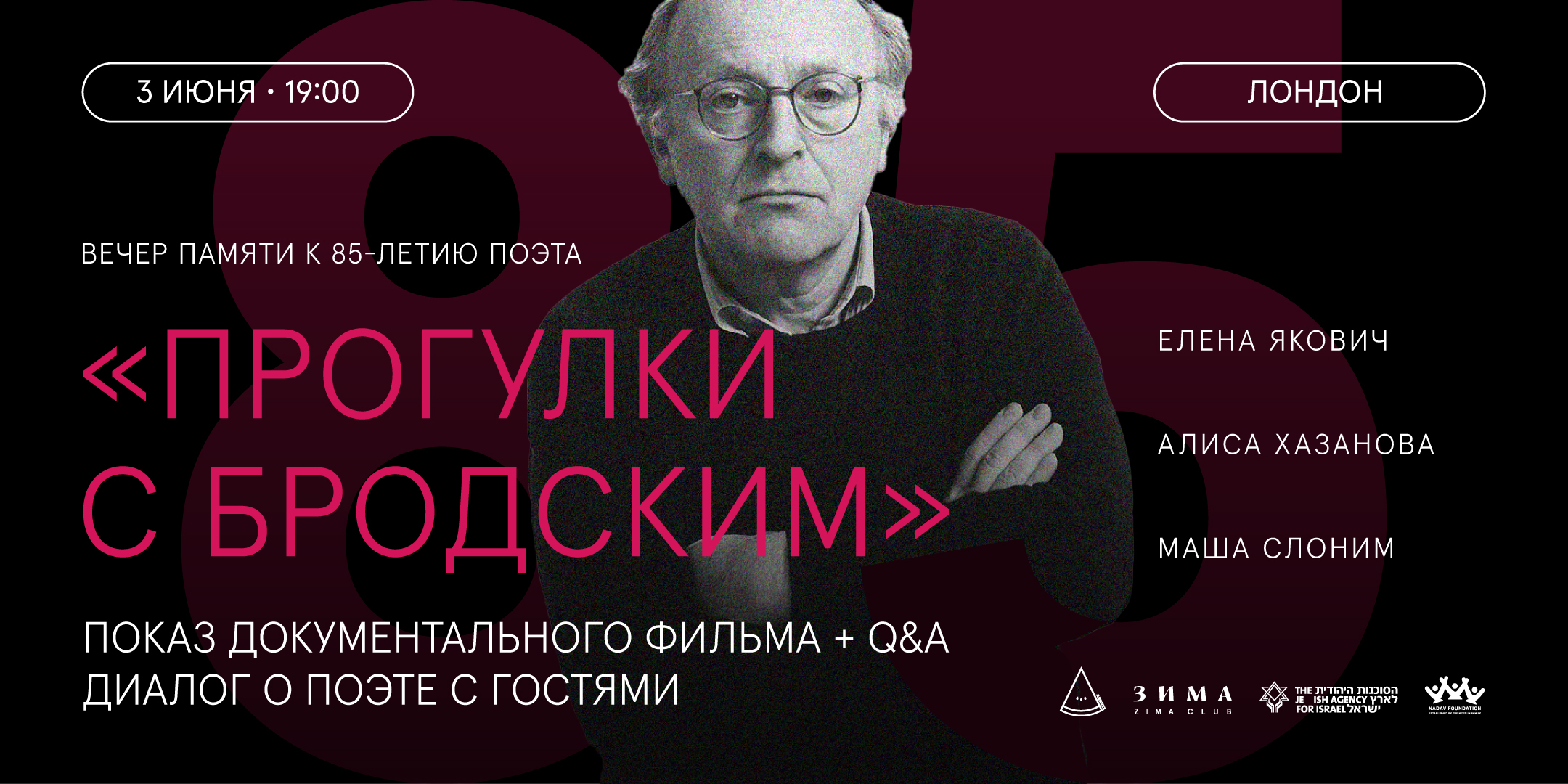 К 85-летию поэта: «Прогулки с Бродским». Показ фильма + Q&amp;A с режиссером и приглашенными гостями